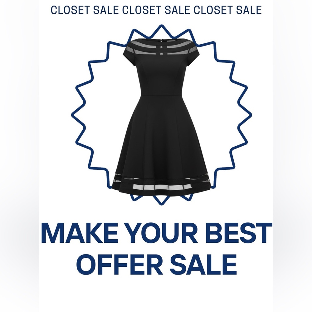 White House Black Market | Black Fit & Flare Dress with Illusion Stripe | size 4